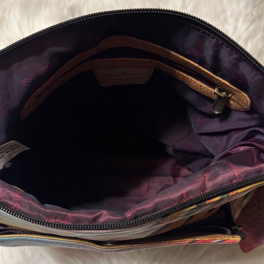 Anuschka Multicolor Leather Crossbody Bag with Floral & Butterfly Art - Picture 4 of 9